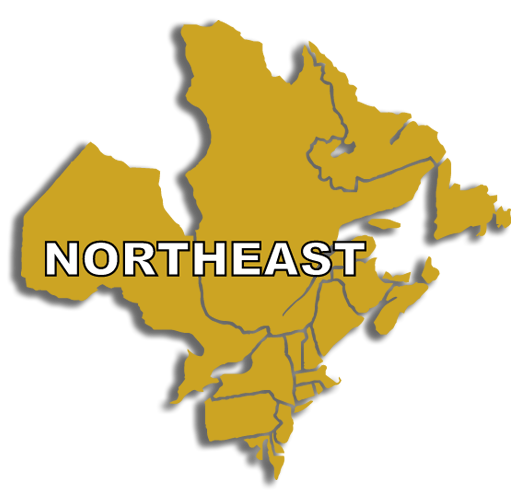 Northeastern Map of the US and Canada with Shadow